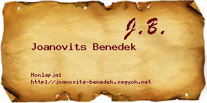 Joanovits Benedek névjegykártya